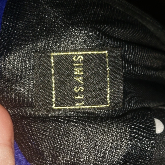 Les Amis euro40 unique pencil dress adorned black shimmery roses polka dots tie - Picture 6 of 7